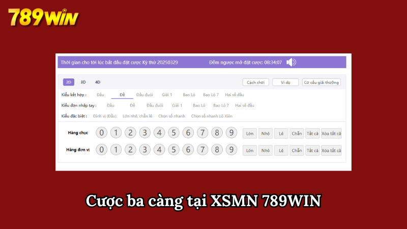 Hình thức cược ba càng XSMN