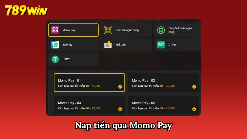 Giao dịch tại hệ thống bằng ví điện tử Momo Pay